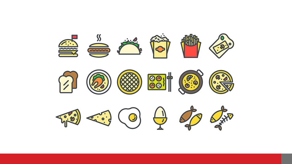 Colourful food icons