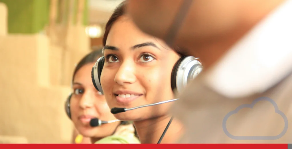 Young people working in a customer service centre