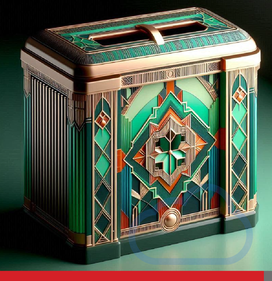 An Art Deco money box made by the AI-Powered Microsoft Designer