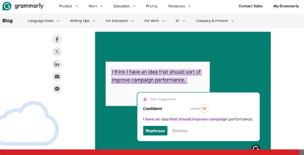 A screenshot of AI-Powered Grammarly’s dashboard